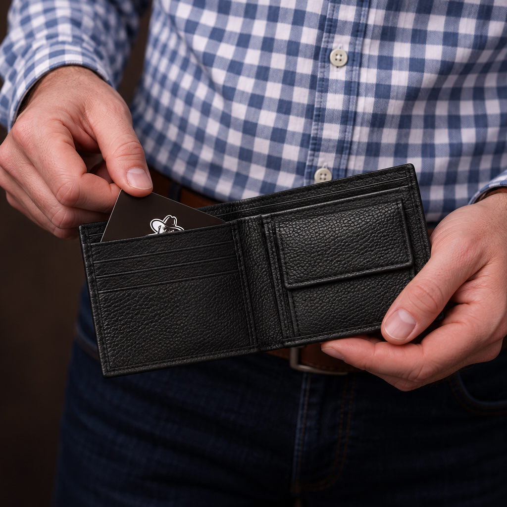 Black Pebbled Leather Bifold Wallet for Men