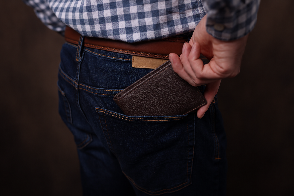 Dark BrownFull-Grain Leather Bifold Wallet