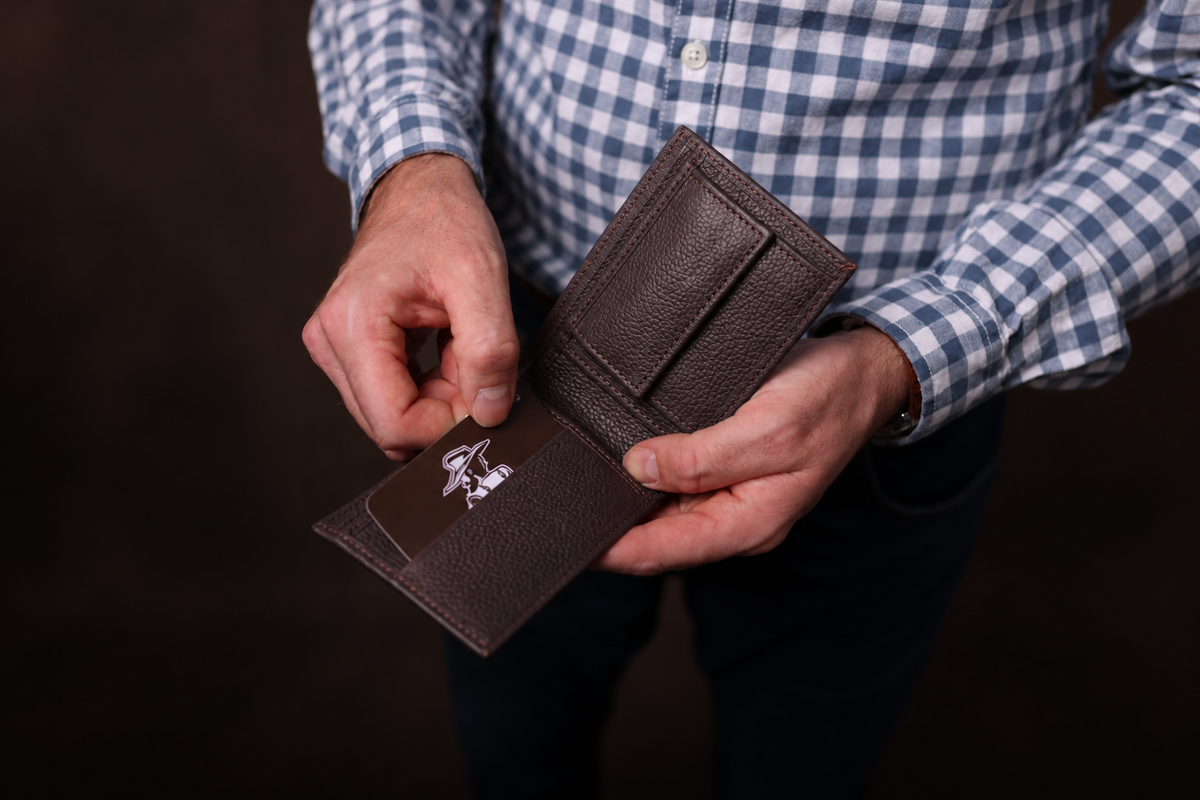 Dark BrownFull-Grain Leather Bifold Wallet