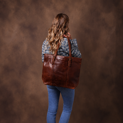 Fullgrain Buffalo Oil pullup leather tote bag