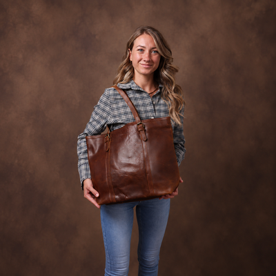 Fullgrain Buffalo Oil pullup leather tote bag