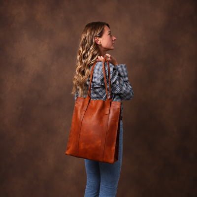 HANDMADE TOTE HANDBAG from FULLGRAIN BUFFALO LEATHER