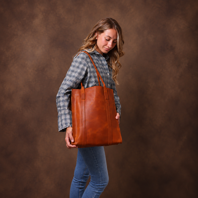 HANDMADE TOTE HANDBAG from FULLGRAIN BUFFALO LEATHER