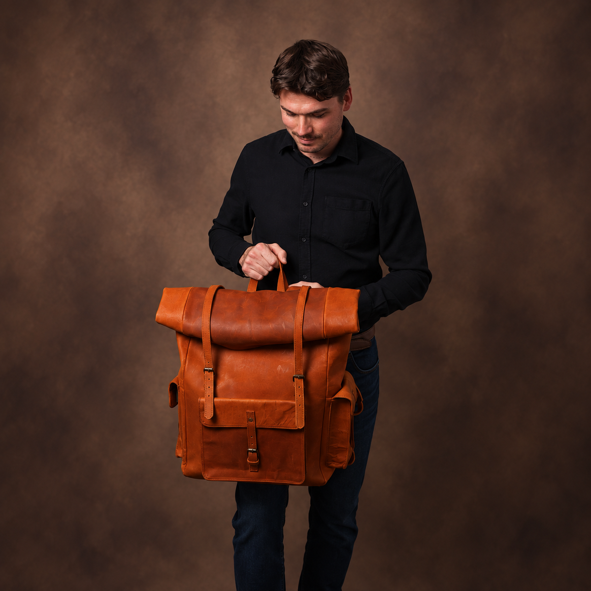 RUCKSACK AUS VOLLNARBIGEM BÜFFELLEDER