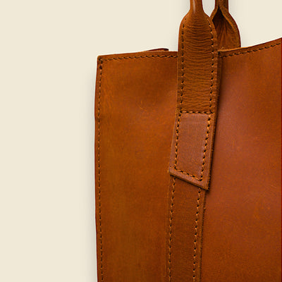 HANDMADE TOTE HANDBAG from FULLGRAIN BUFFALO LEATHER
