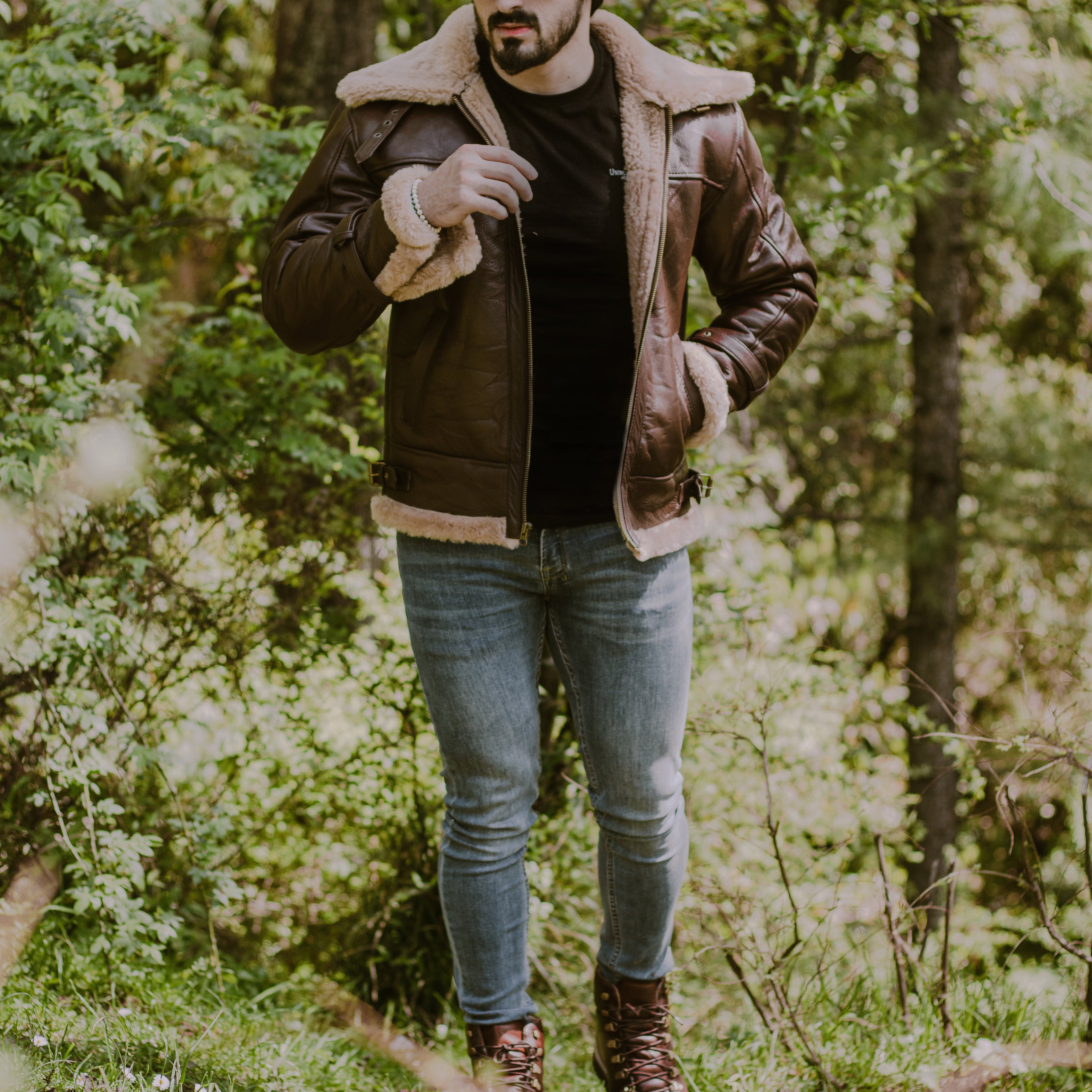 B3 sheepskin male Bomber Jacket