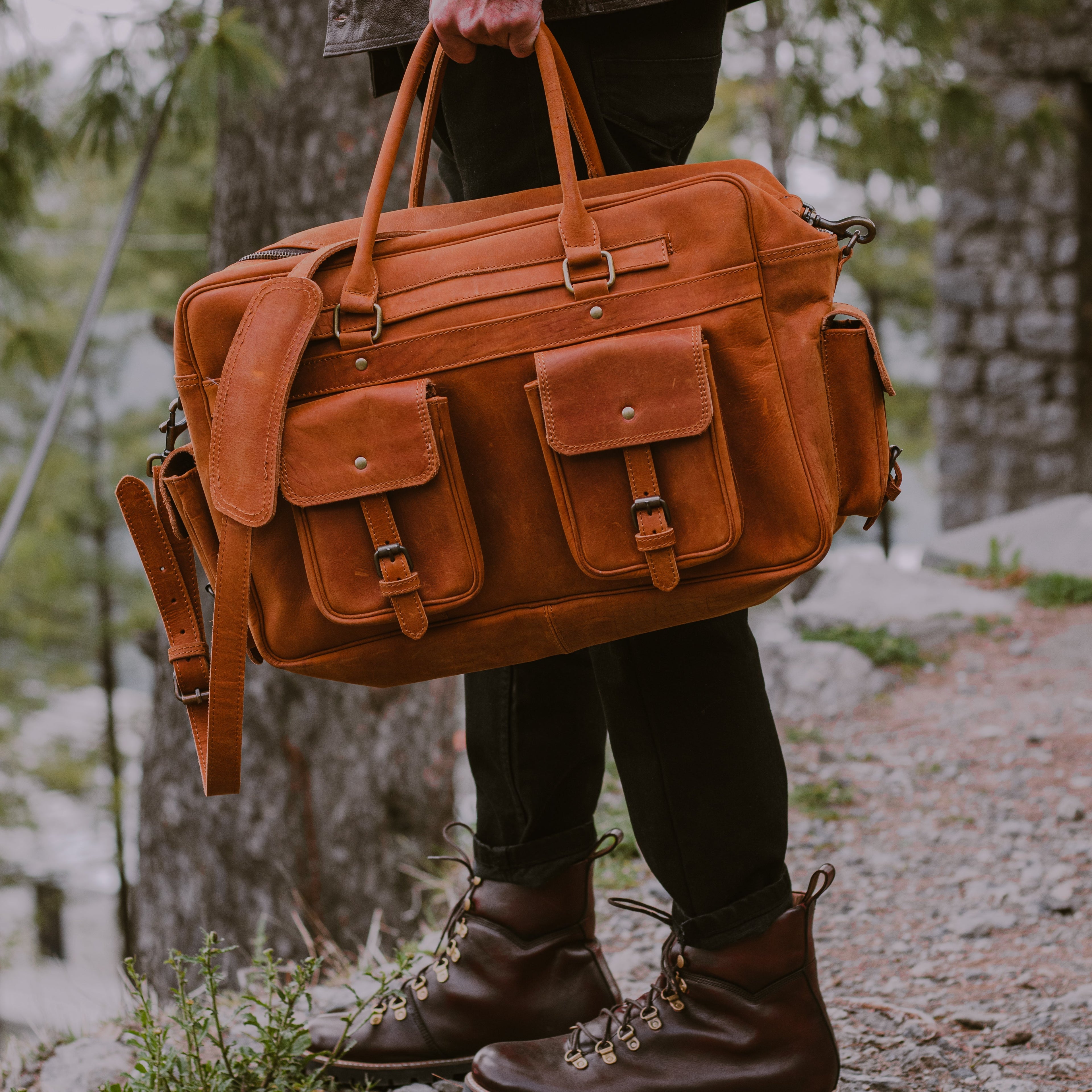 FULLGRAIN BUFFALO LEATHER male female aviator BAG