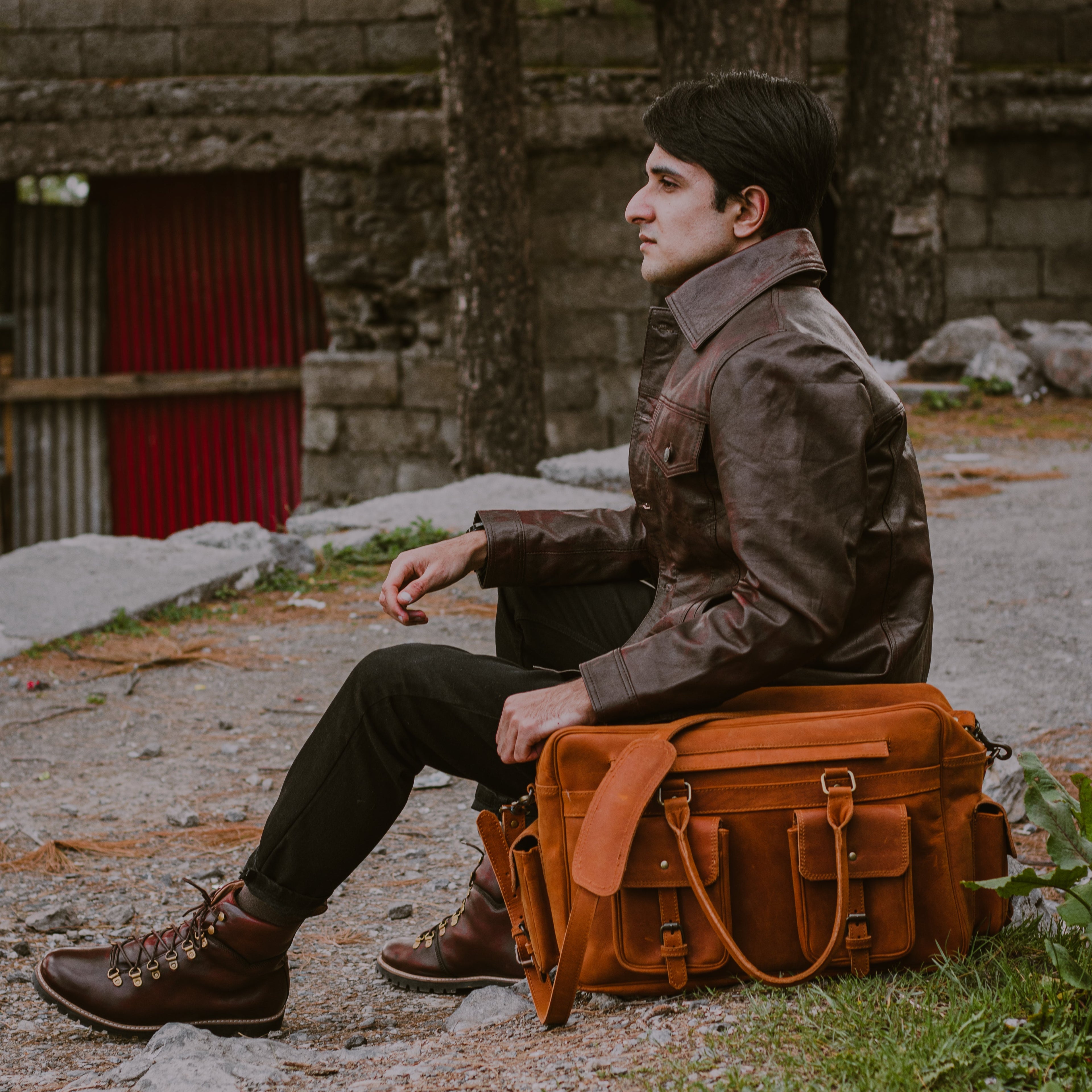 FULLGRAIN BUFFALO LEATHER male female aviator BAG