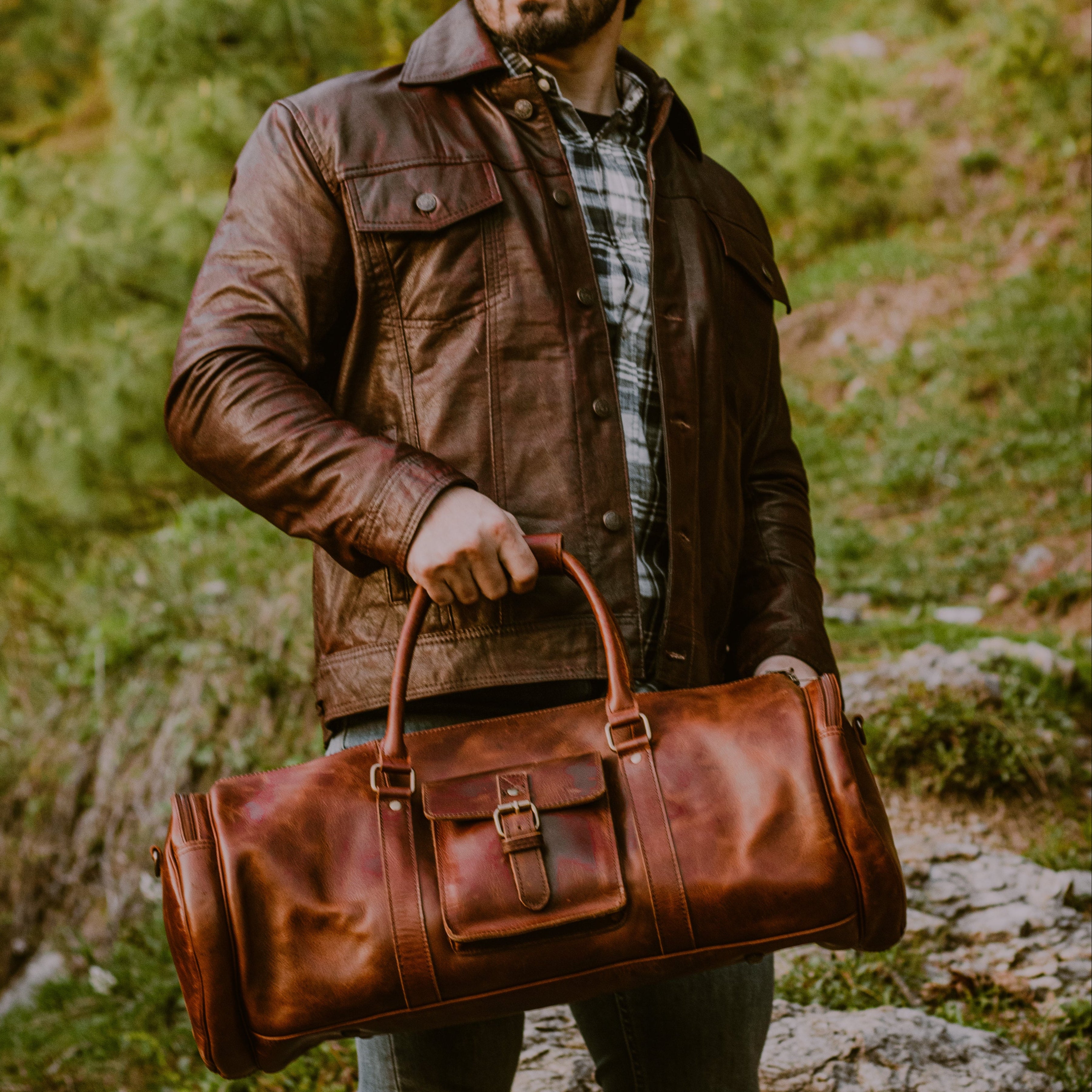 Fullgrain Buffalo Oil pullup leather Duffle bag