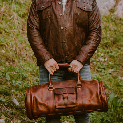 Reisetasche aus vollnarbigem Buffalo Oil Pullup-Leder