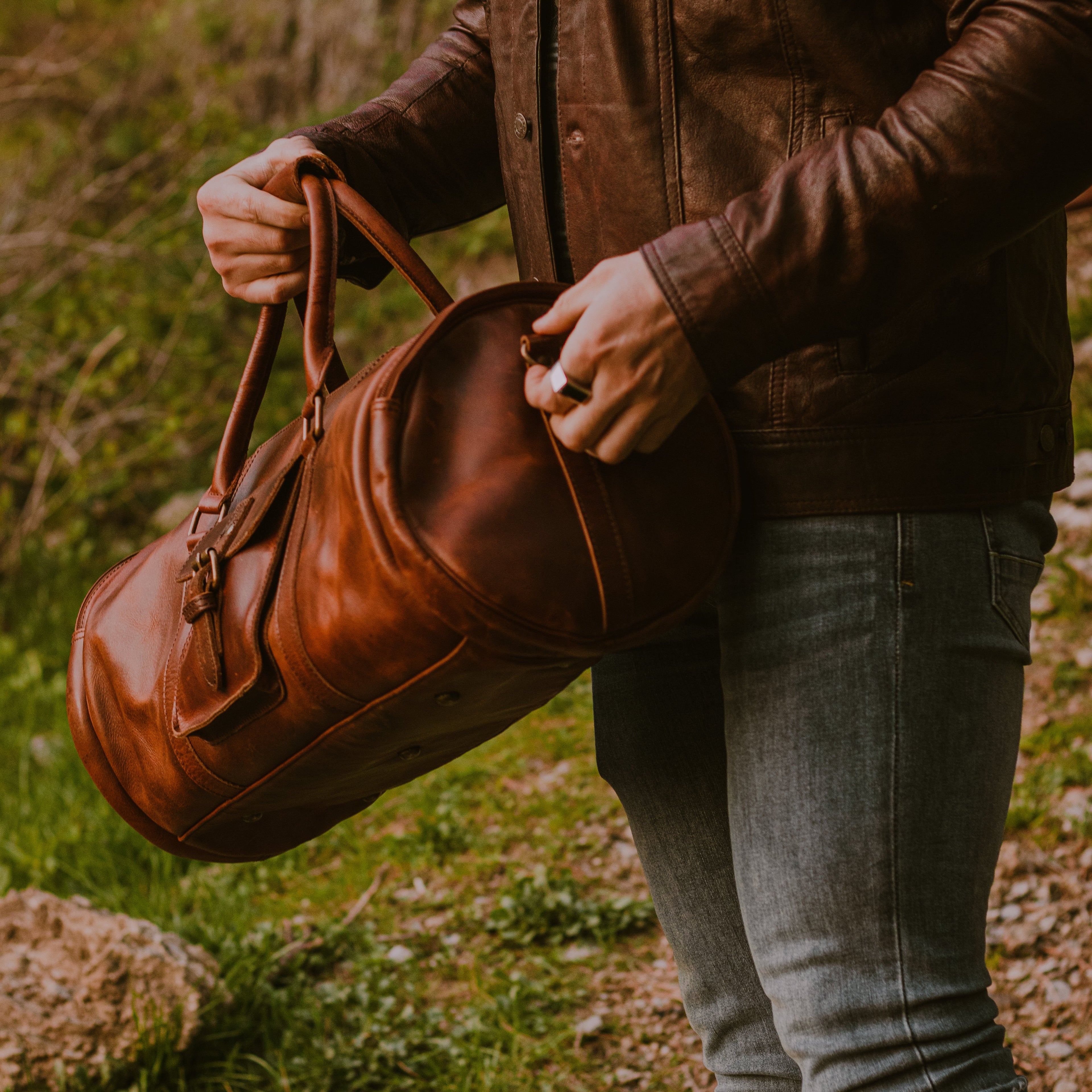 Fullgrain Buffalo Oil pullup leather Duffle bag