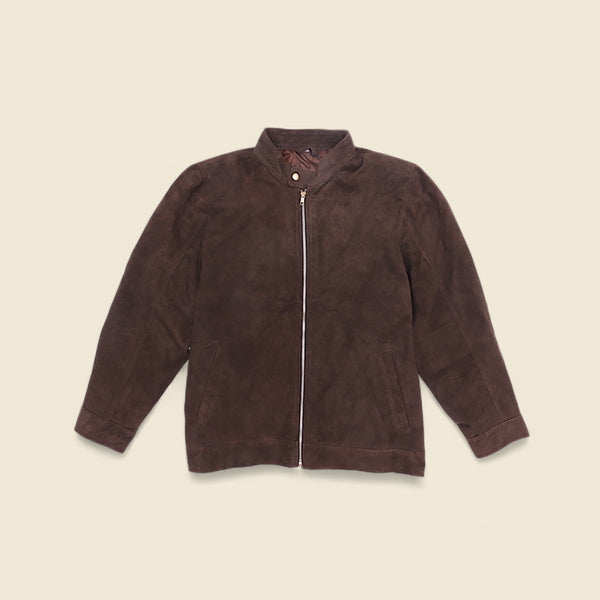 dark brown suede male racer jacket