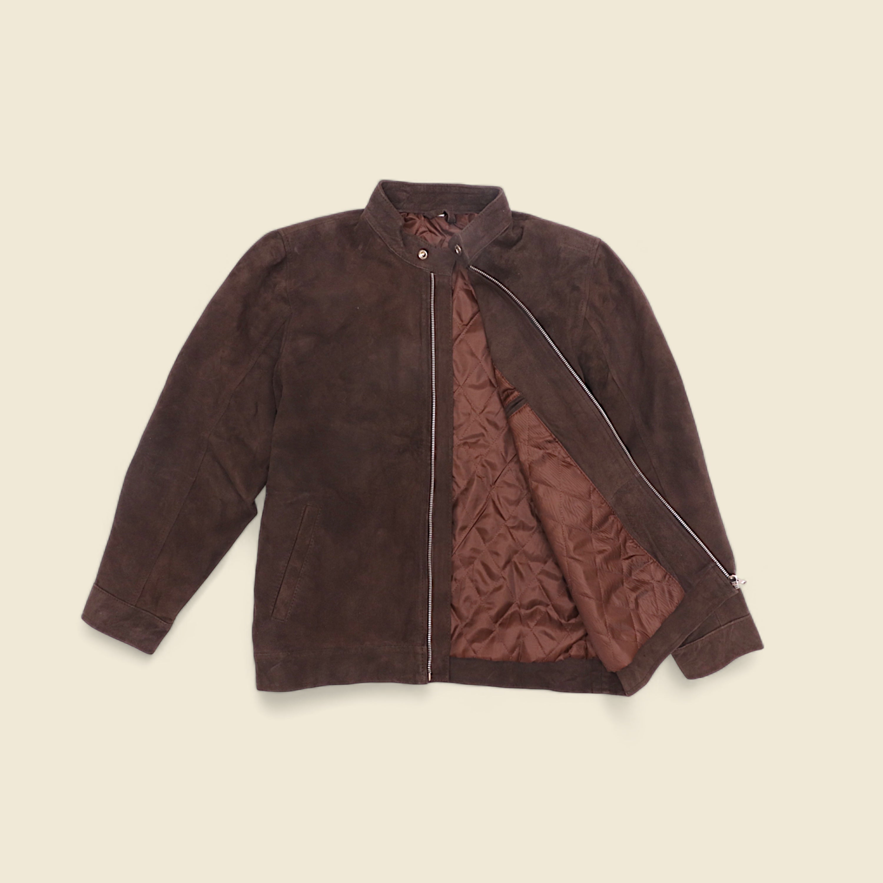 dark brown suede male racer jacket