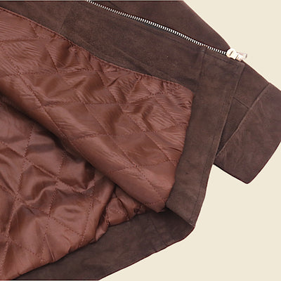 dark brown suede male racer jacket