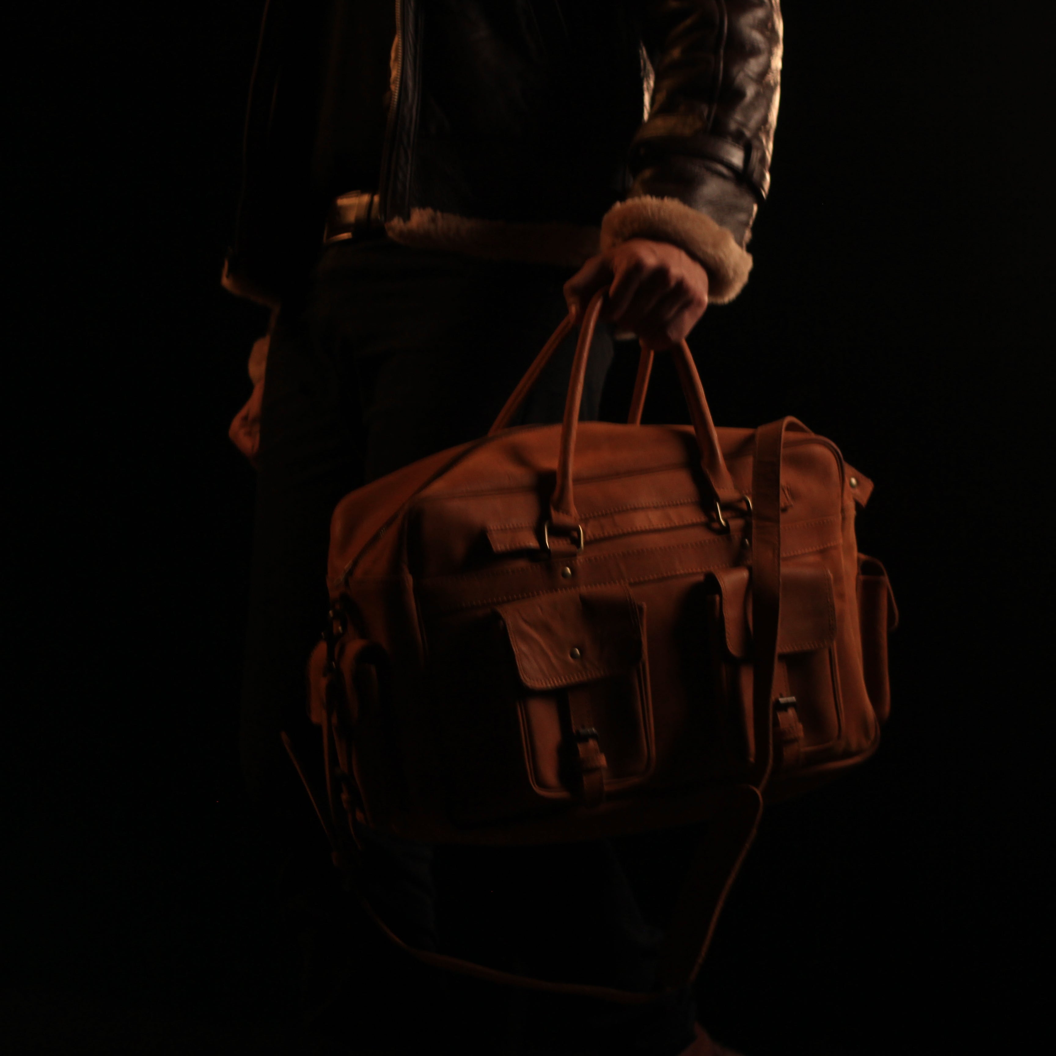 FULLGRAIN BUFFALO LEATHER male female aviator BAG