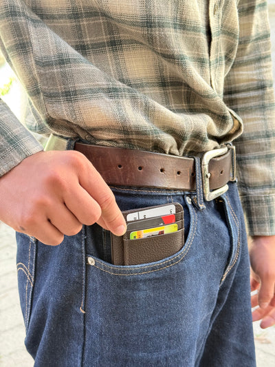 Tan Brown  Mid-Size Full-Grain Leather Card Holder