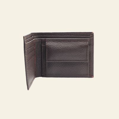 Dark BrownFull-Grain Leather Bifold Wallet