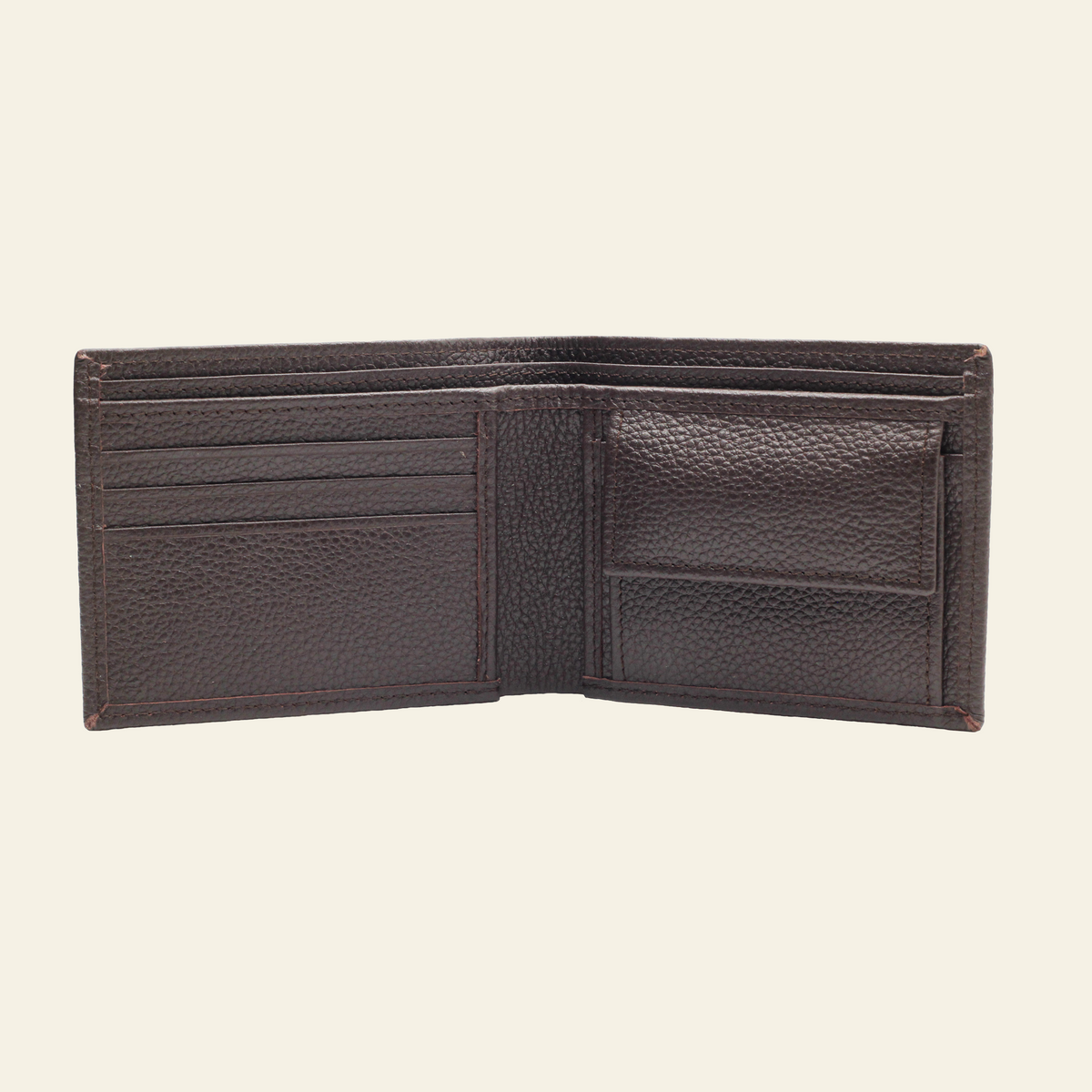 Dark BrownFull-Grain Leather Bifold Wallet