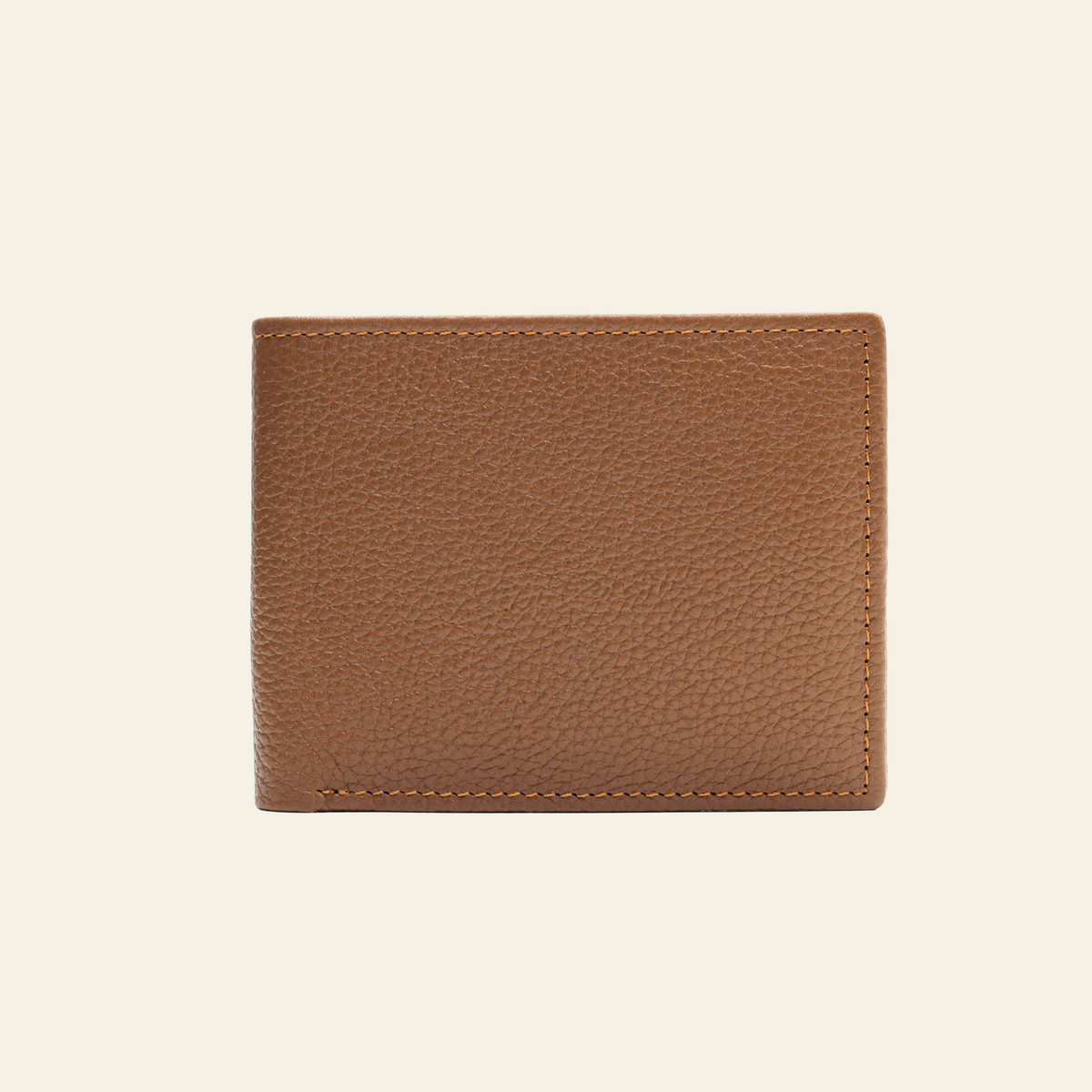 Tan Brown Pebbled Leather Bifold Wallet