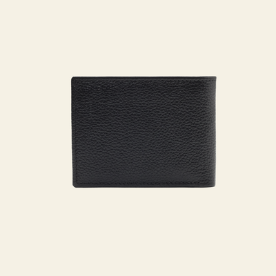 Black Pebbled Leather Bifold Wallet for Men