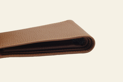 Tan Brown Pebbled Leather Bifold Wallet