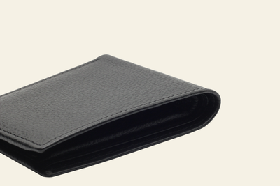 Black Pebbled Leather Bifold Wallet for Men