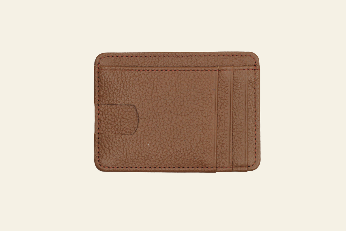 Tan Brown  Mid-Size Full-Grain Leather Card Holder