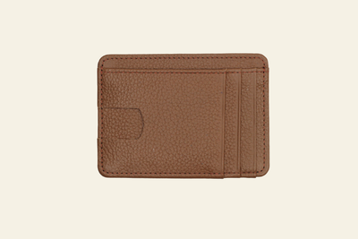 Tan Brown  Mid-Size Full-Grain Leather Card Holder