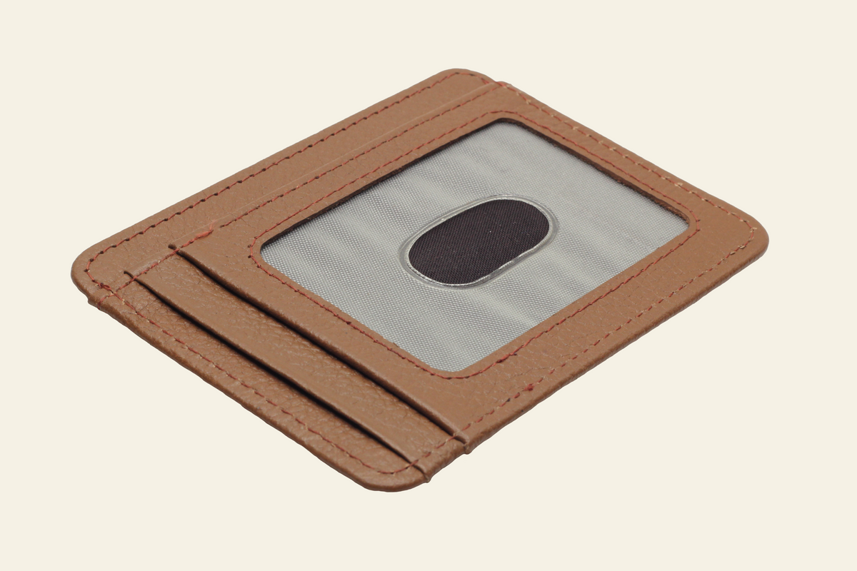Tan Brown  Mid-Size Full-Grain Leather Card Holder