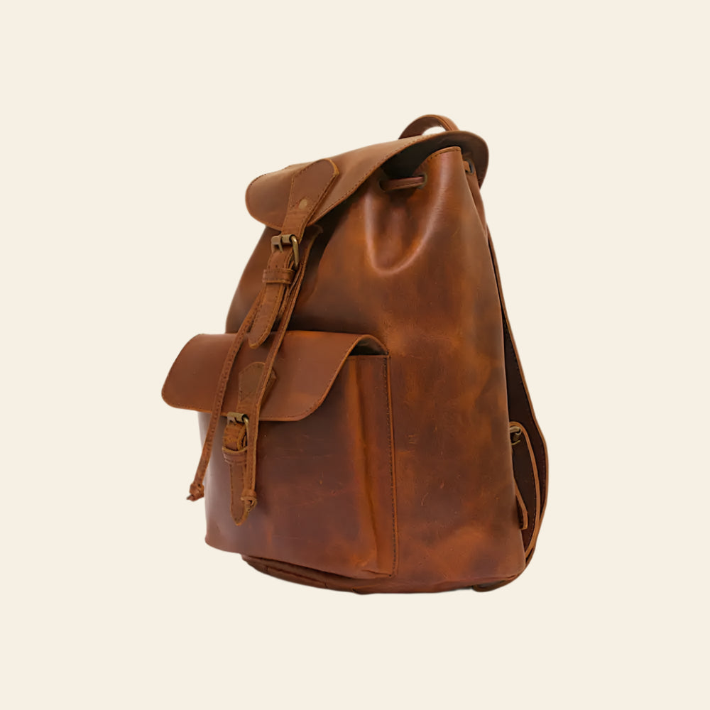 Full grain buffalo oil pullup leather backpack female - backpack