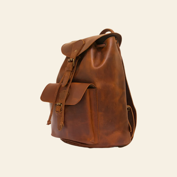 Full grain buffalo oil pullup leather backpack female - backpack