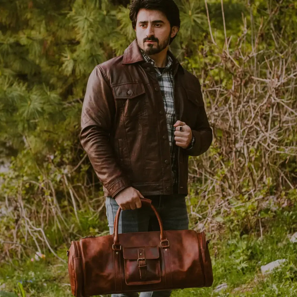 Fullgrain Buffalo Oil pullup leather Duffle bag - Duffle Bags