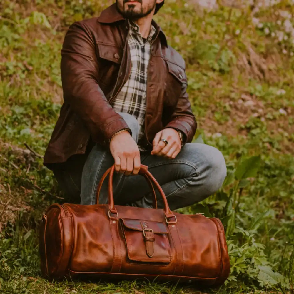 Fullgrain Buffalo Oil pullup leather Duffle bag - Duffle Bags