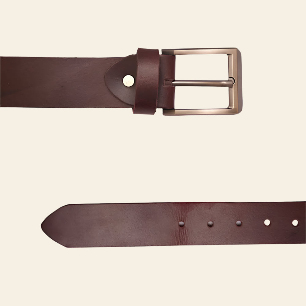 FULLGRAIN LEATHER BELT WITH BRASS METAL - Leather Belt