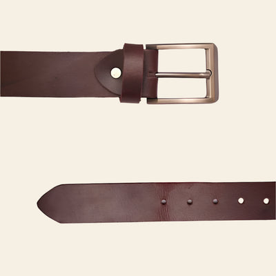 FULLGRAIN LEATHER BELT WITH BRASS METAL - Leather Belt