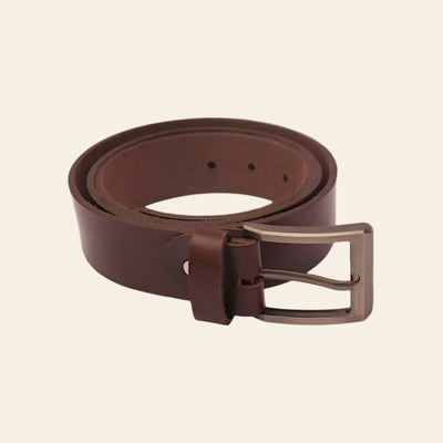 FULLGRAIN LEATHER BELT WITH BRASS METAL - Leather Belt