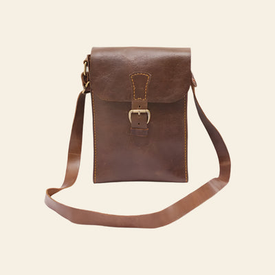 FULLGRAIN BUFFALO CRUNCH PULLUP LEATHER MALE MESSENGER BAG - Male Messenger Bag