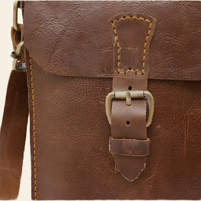 FULLGRAIN BUFFALO CRUNCH PULLUP LEATHER MALE MESSENGER BAG - Male Messenger Bag