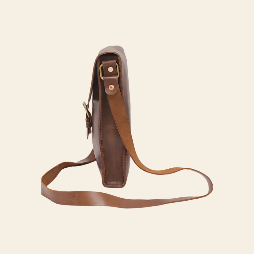 FULLGRAIN BUFFALO CRUNCH PULLUP LEATHER MALE MESSENGER BAG - Male Messenger Bag