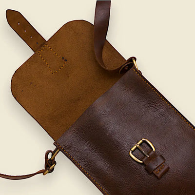 FULLGRAIN BUFFALO CRUNCH PULLUP LEATHER MALE MESSENGER BAG - Male Messenger Bag