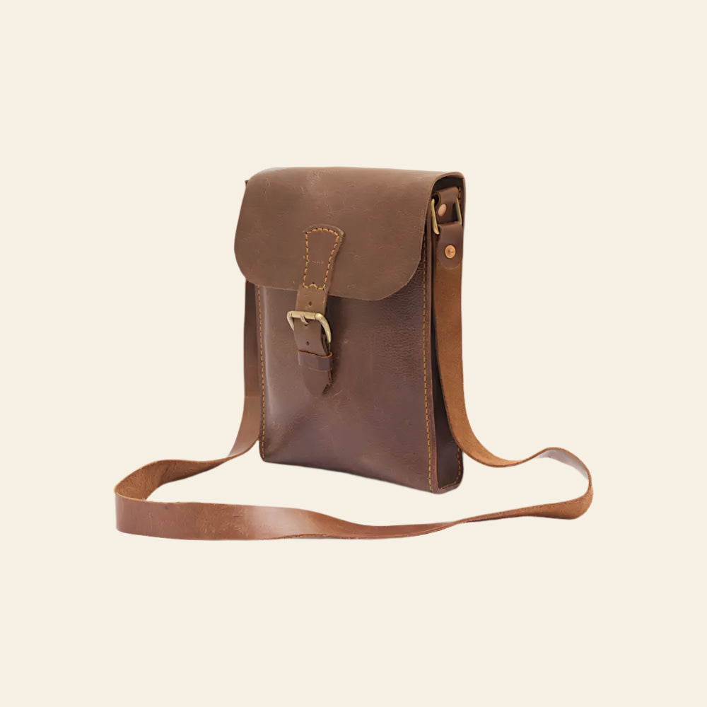 FULLGRAIN BUFFALO CRUNCH PULLUP LEATHER MALE MESSENGER BAG - Male Messenger Bag