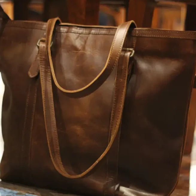 Fullgrain Buffalo Oil pullup leather tote bag - Tote bags