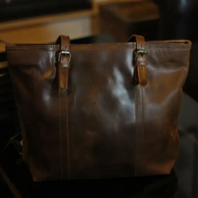 Fullgrain Buffalo Oil pullup leather tote bag - Tote bags