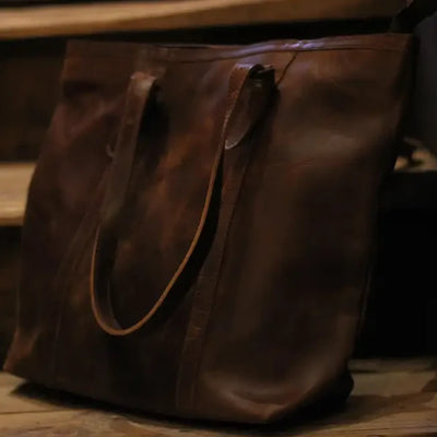Fullgrain Buffalo Oil pullup leather tote bag - Tote bags