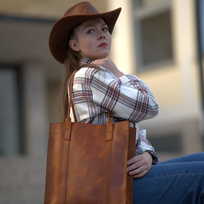 HANDMADE TOTE HANDBAG from FULLGRAIN BUFFALO LEATHER