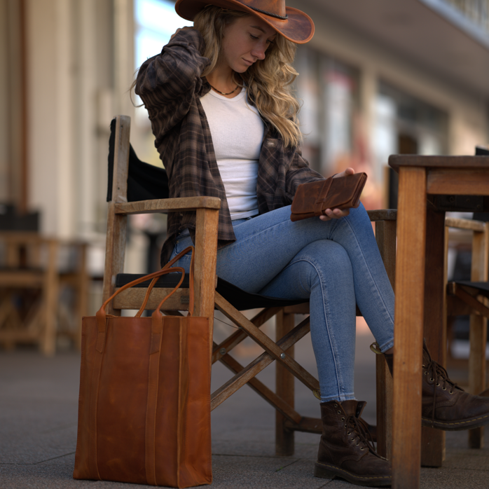 HANDMADE TOTE HANDBAG from FULLGRAIN BUFFALO LEATHER