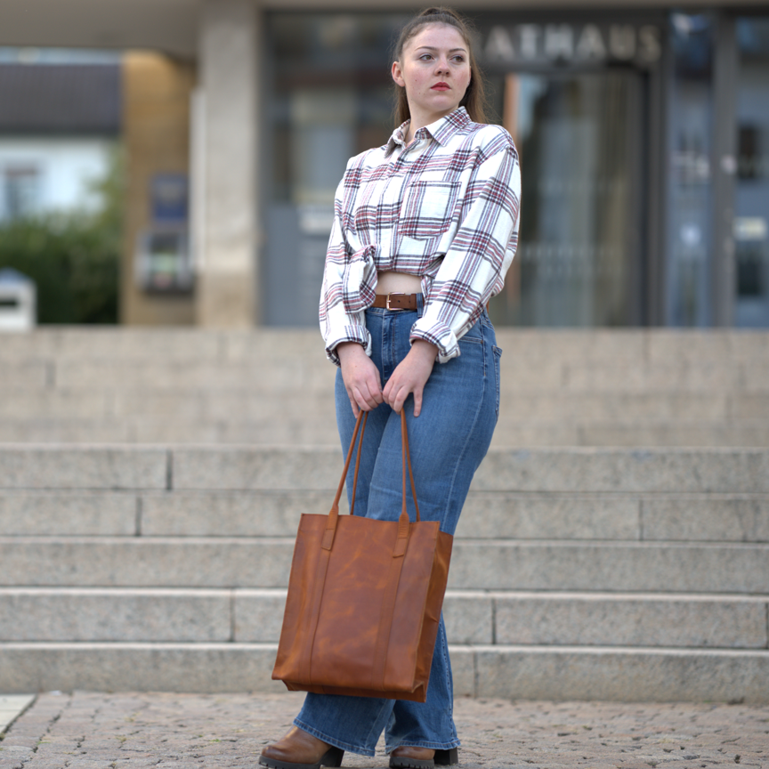 HANDMADE TOTE HANDBAG from FULLGRAIN BUFFALO LEATHER