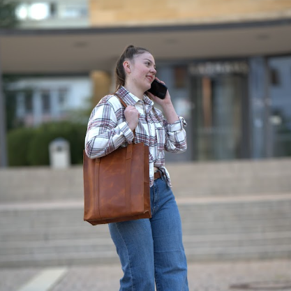HANDMADE TOTE HANDBAG from FULLGRAIN BUFFALO LEATHER